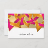 Carte RSVP rose orange étoile de David sur n'impor (Devant)