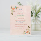 Carte RSVP Rose Peach Watercolor (Debout devant)