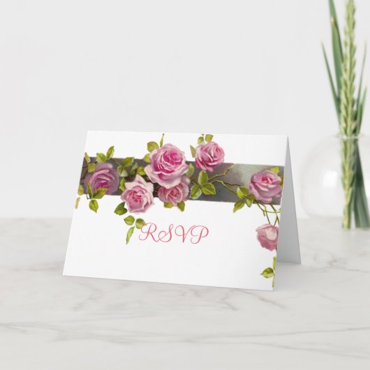 Carte RSVP Rose romantique rose (Devant)