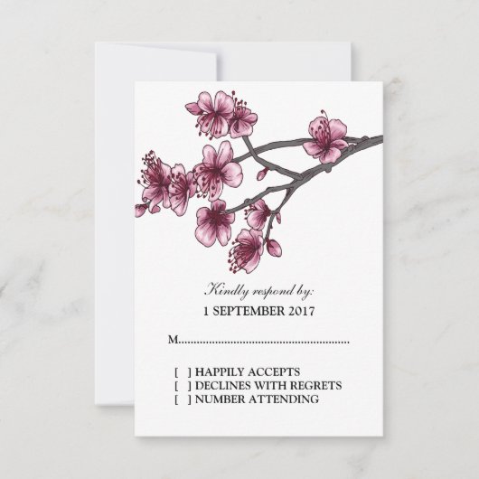 Carte RSVP Rose Simple Cherry Blossoms (Devant)