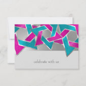 Carte RSVP rose Turquoise étoile de David N'import (Devant)