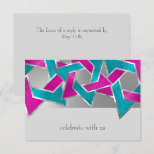 Carte RSVP rose Turquoise étoile de David N'import
