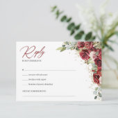 Carte rsvp rose verte à l'eucalyptus (Debout devant)