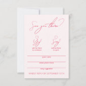 Carte RSVP rose vierge Calligraphie amusante moder (Devant)
