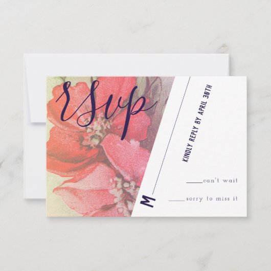 Carte RSVP Rose vintage (Devant)