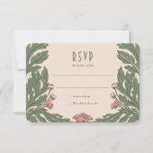 Carte RSVP rose Vintage Art Nouveau (Devant)