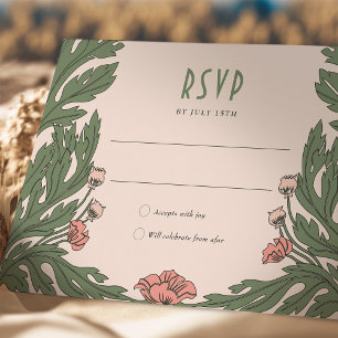 Carte RSVP rose Vintage Art Nouveau