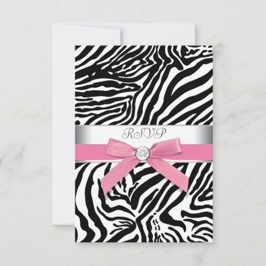 Carte RSVP rose Zebra (Devant)