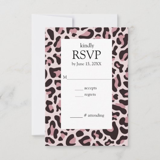 Carte RSVP RoseGold Empreinte de léopard classique (Devant)