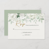 Carte RSVP Roses blanches (Devant / Derrière)