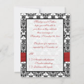 Carte RSVP rouge, blanche et noire Damask II (Dos)