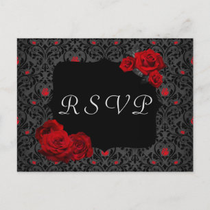 Carte RSVP rouge et noire Rose gothique