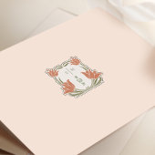 Carte RSVP rouge orange Vintage Art Nouveau