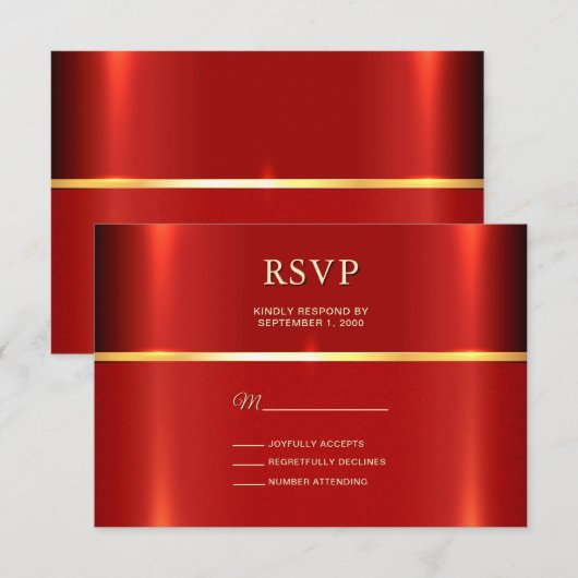 Carte RSVP rouge simple (Devant / Derrière)
