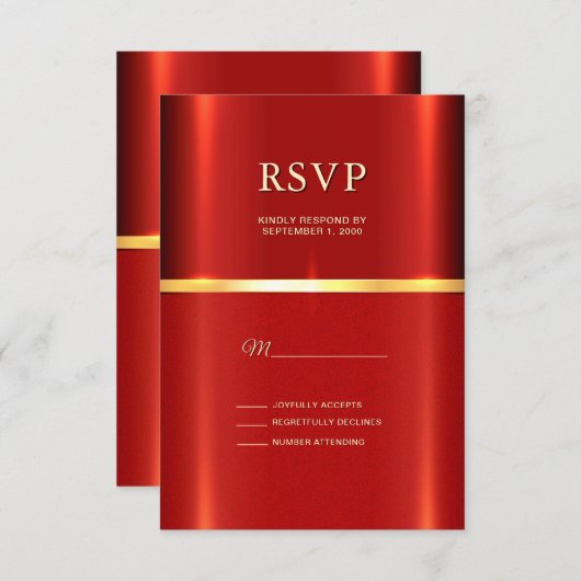 Carte RSVP rouge simple (Devant / Derrière)