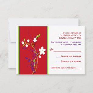 Carte RSVP rouge, violet, citron vert, blanc de ma