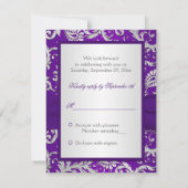 Carte RSVP Royal Purple et Argent Damask (Dos)