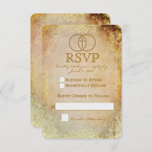 Carte RSVP RSVP 2 entourée d'un mariage religieux  (Devant / Derrière)