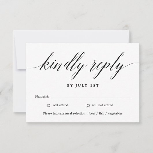 Carte RSVP RSVP de couleur modifiable de script mo (Devant)