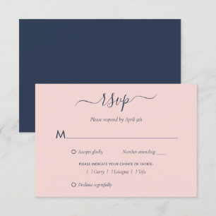 Carte RSVP RSVP de mariage bleu et bleu marine élé