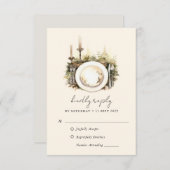 Carte RSVP RSVP de mariage de Boho de forêt enchan (Devant / Derrière)