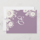 Carte RSVP RSVP de mariage floral violet de fumée (Dos)