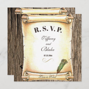 Carte RSVP RSVP de mariage unique pour stylo à rou