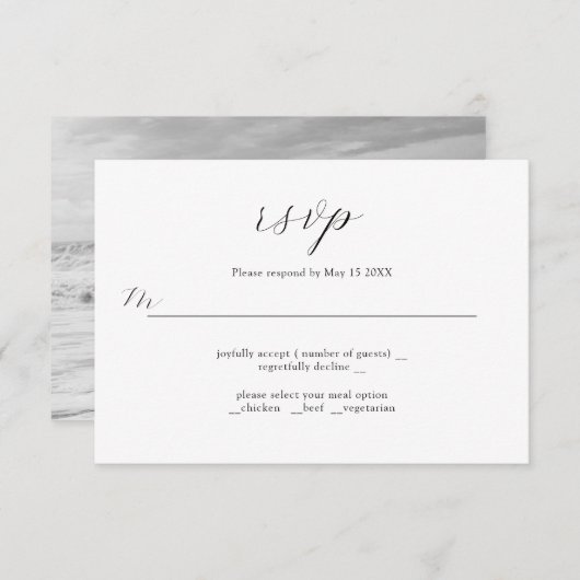 Carte RSVP RSVP Design Mariage raffinée Initiales (Devant / Derrière)