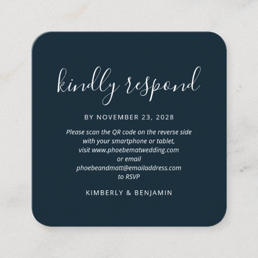 Carte RSVP RSVP Elegant Code QR Mariage Response (Devant)