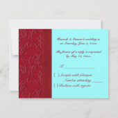 Carte RSVP Ruby Red & Aqua (Dos)
