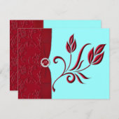 Carte RSVP Ruby Red & Aqua (Devant / Derrière)