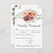 Carte RSVP Rush Rust Aquarelle Floral Wedal (Devant / Derrière)