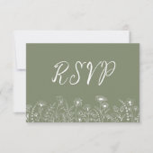 Carte RSVP Russe Boho Fleur sauvage Floral Sage Gr (Devant)