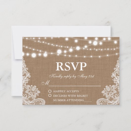 Carte RSVP Russe Mariage Burlap (Devant)