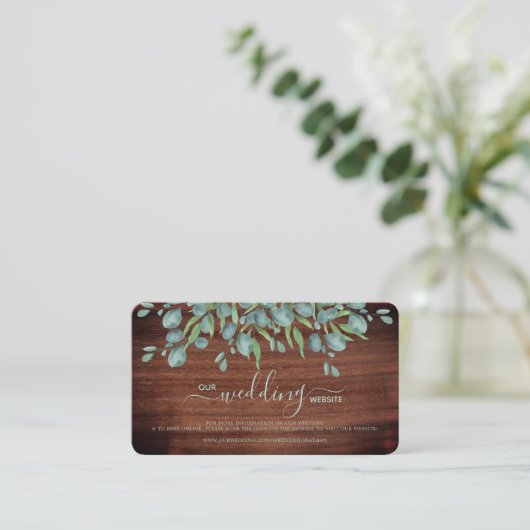 Carte RSVP Russe Mariage Eucalyptus Code QR (Debout devant)