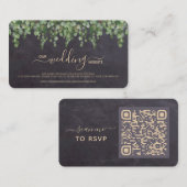 Carte RSVP Russe Mariage Eucalyptus Code QR (Devant / Derrière)