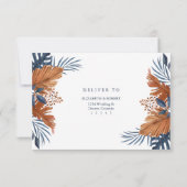 Carte RSVP Russe Monstera Bleue Minuit (Dos)