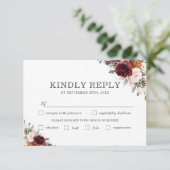 Carte RSVP Rust Floral Mariage de Bourgogne (Debout devant)