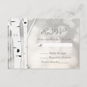 Carte RSVP Rustic Birger Tree Winter White Snowy