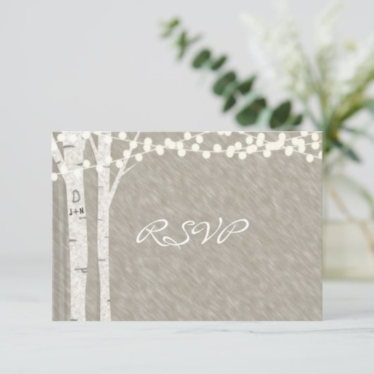 Carte RSVP Rustic Birtic Tree (Debout devant)