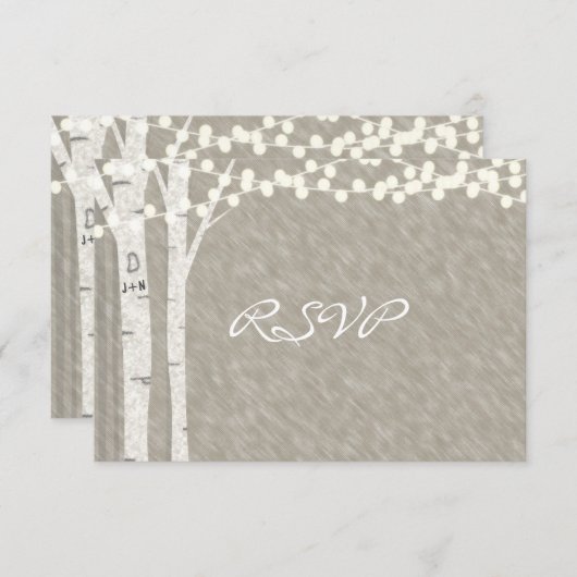 Carte RSVP Rustic Birtic Tree (Devant / Derrière)
