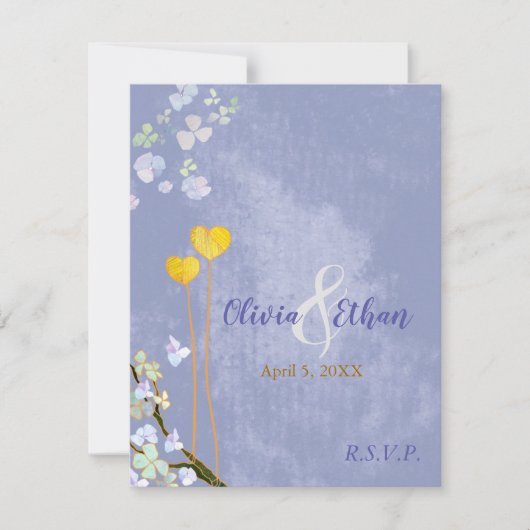 Carte RSVP Rustic Blue Mariage (Devant)