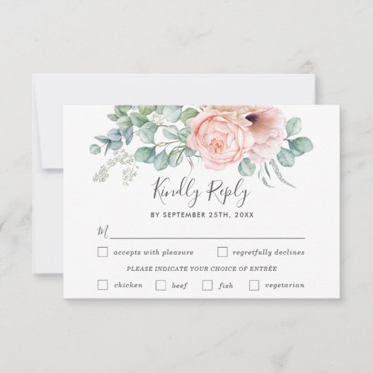 Carte RSVP Rustic Blush Floral Mariage (Devant)