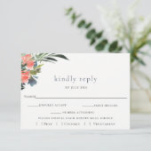 Carte RSVP Rustic Boho Coral Botanical Wedding (Debout devant)