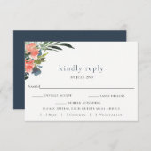 Carte RSVP Rustic Boho Coral Botanical Wedding (Devant / Derrière)
