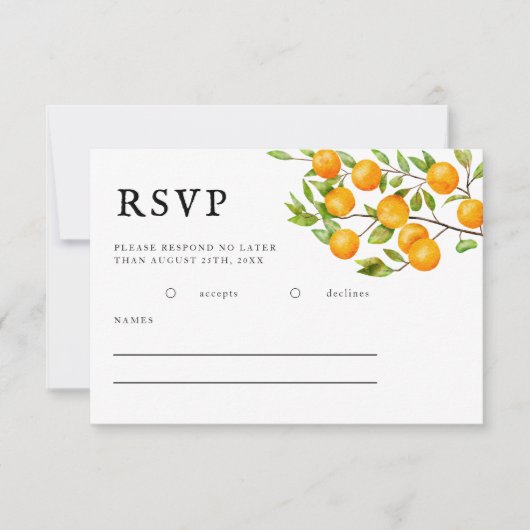 Carte RSVP Rustic Citrus Orange Summer Wedding (Devant)