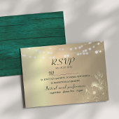 Carte RSVP Rustic Emerald Green Gold Wedding