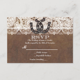 Carte RSVP Rustic Horseshoes & Mariage campagnard