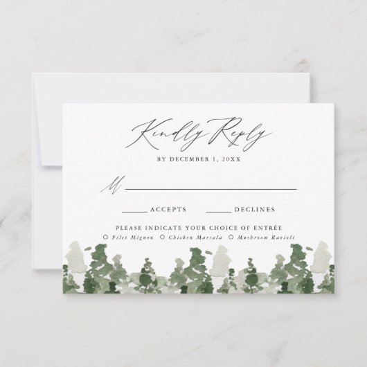 Carte RSVP Rustic Pine Forest Mariage Meice Choice (Devant)