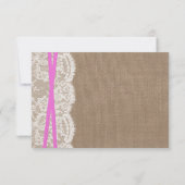 Carte RSVP Rustic Pink Bow Mariage Collection (Dos)